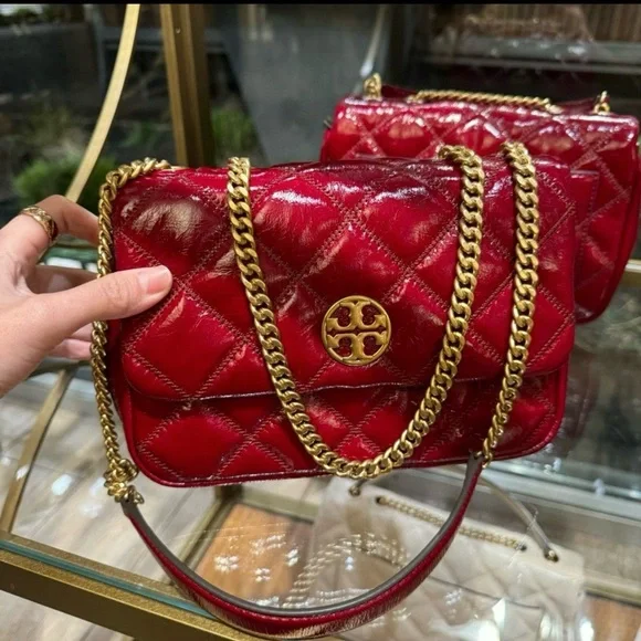 NWT Tory Burch Red Quilted Crossbody Small Leather Bag - Picture 9 of 16